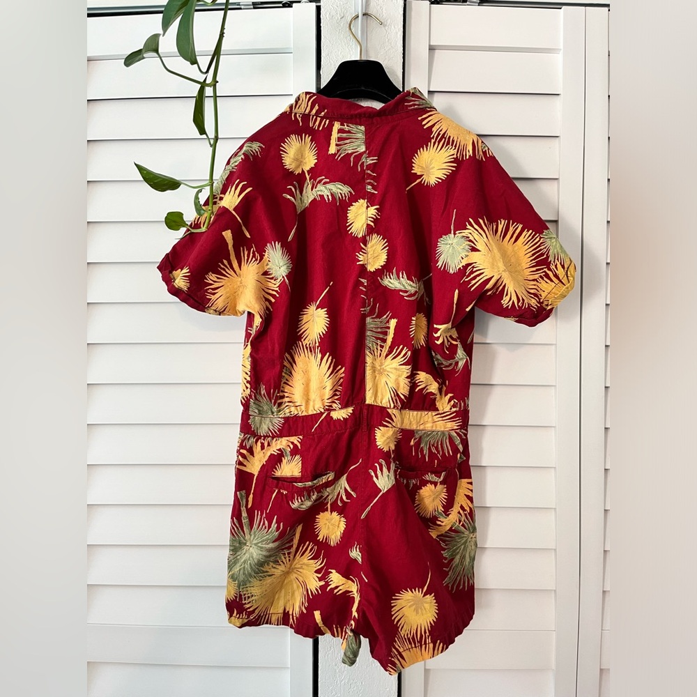 Free People Red Tropical Print Short Sleeve Romper - Picture 9 of 11